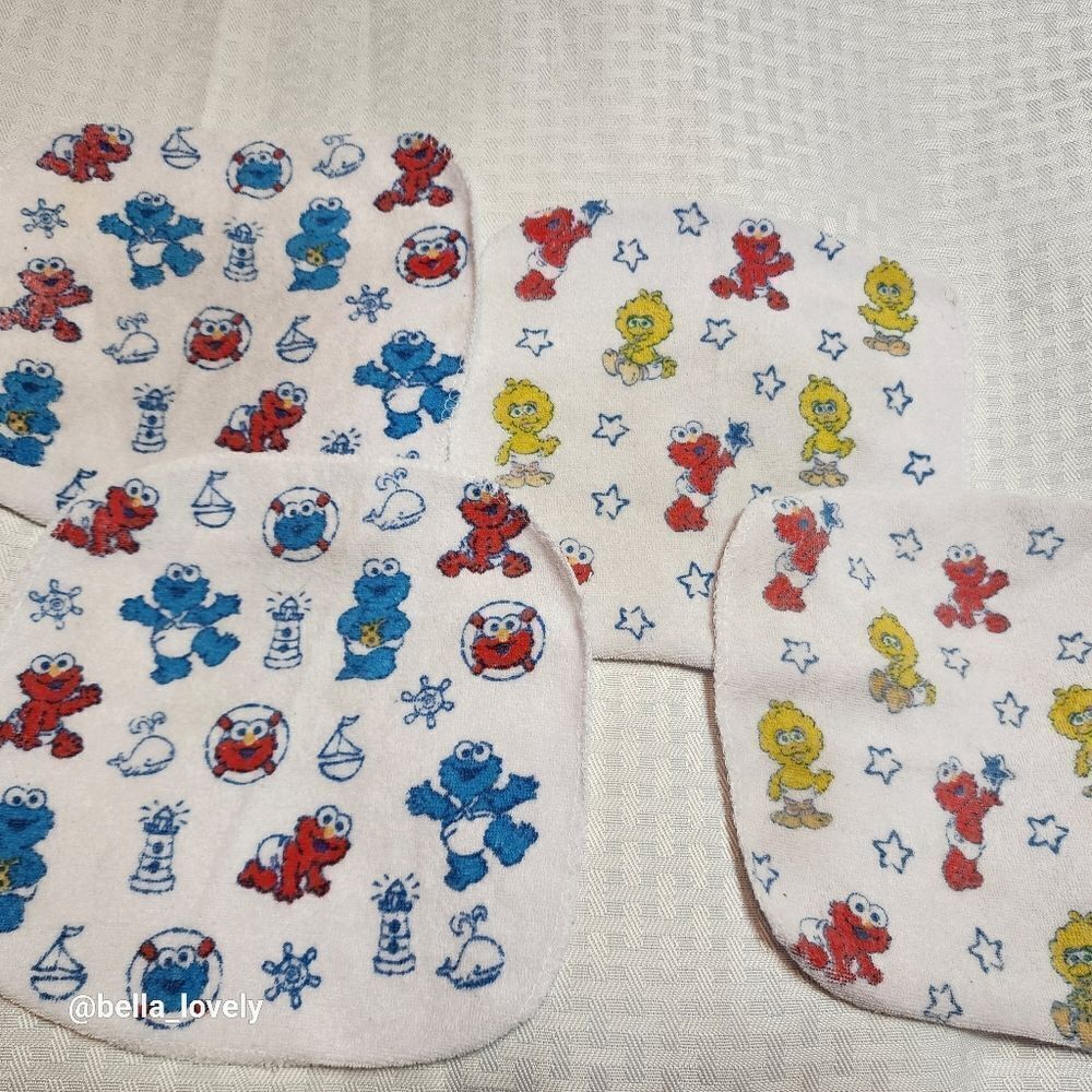 🏖 Set of 4 Sesame Street Infant Baby New Born Wash Cloth Rags